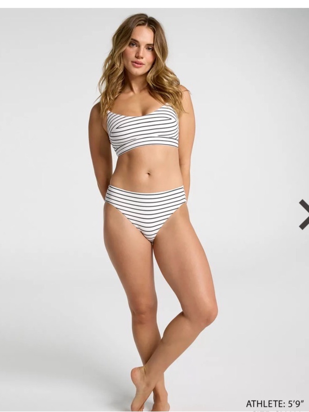 Calia Striped White and Black High-Waist Bikini Set - Women Swim